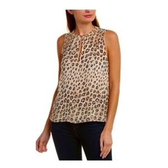 NWT Joie Corie Leopard Animal Print Silk Sleeveless Blouse Sz M - Picture 1 of 12